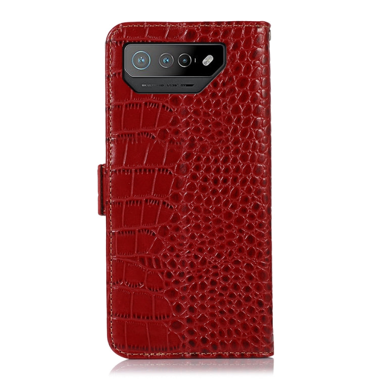 For Asus ROG Phone 7 Crocodile Top Layer Cowhide Leather Phone Case(Red) - ASUS Cases by buy2fix | Online Shopping UK | buy2fix