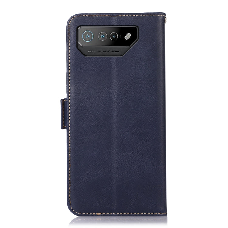 For Asus ROG Phone 7 Crazy Horse Top Layer Cowhide Leather Phone Case(Blue) - ASUS Cases by buy2fix | Online Shopping UK | buy2fix