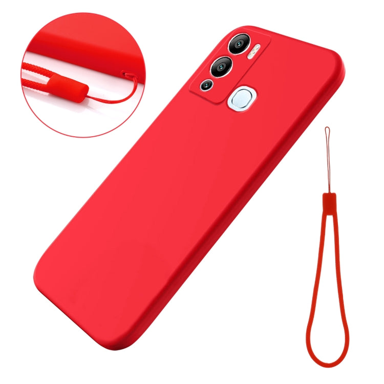 For Infinix Hot 12i Pure Color Liquid Silicone Shockproof Phone Case(Red) - Infinix Cases by buy2fix | Online Shopping UK | buy2fix