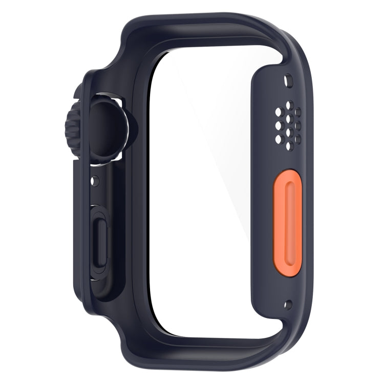 For Apple Watch Series 9 / 8 / 7 45mm Tempered Film + PC Integrated Watch Protective Case(Midnight Blue) by buy2fix