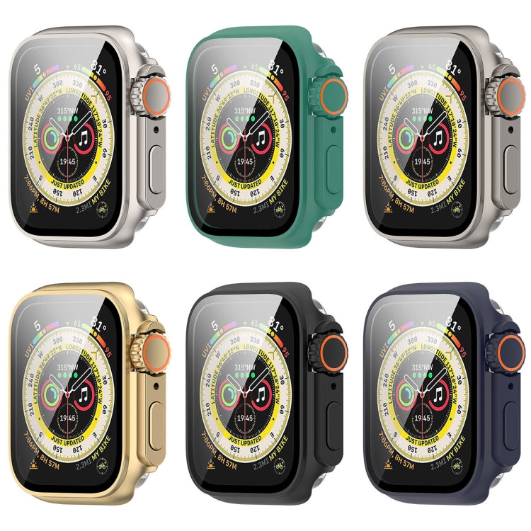 For Apple Watch Series 9 / 8 / 7 45mm Tempered Film + PC Integrated Watch Protective Case(Midnight Blue) by buy2fix