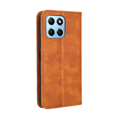 For Honor 70 Lite / X6 4G Magnetic Buckle Retro Texture Leather Phone Case(Brown) - Honor Cases by buy2fix | Online Shopping UK | buy2fix