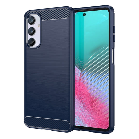 For Samsung Galaxy M54 5G Carbon Fiber Brushed Texture TPU Phone Case(Blue)