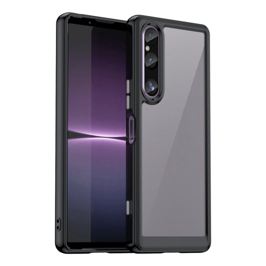 For Sony Xperia 1 V Colorful Series Acrylic + TPU Phone Case(Black) - Sony Cases by buy2fix | Online Shopping UK | buy2fix
