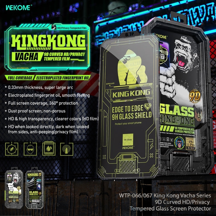 For iPhone 14 Pro WK WTP-067 King Kong Vacha 9D Curved Privacy Tempered Glass Film(Black) - iPhone 14 Pro Tempered Glass by WK | Online Shopping UK | buy2fix