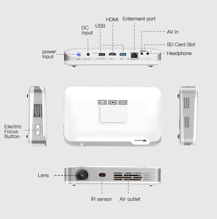 WOWOTO T9S TI DLP DMD 0.45 1280 x 800 4K 350ANSI RGB LED Smart Projector(US Plug) -  by WOWOTO | Online Shopping UK | buy2fix