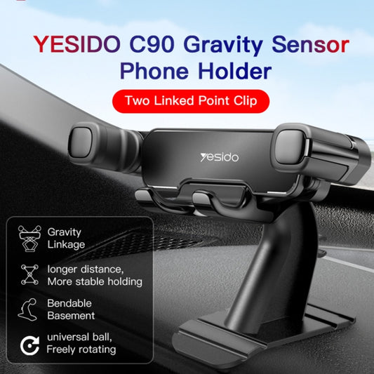 Yesido C90 Car Center Console Paste Magnetic Gravity Mobile Phone Holder(Black) by Yesido