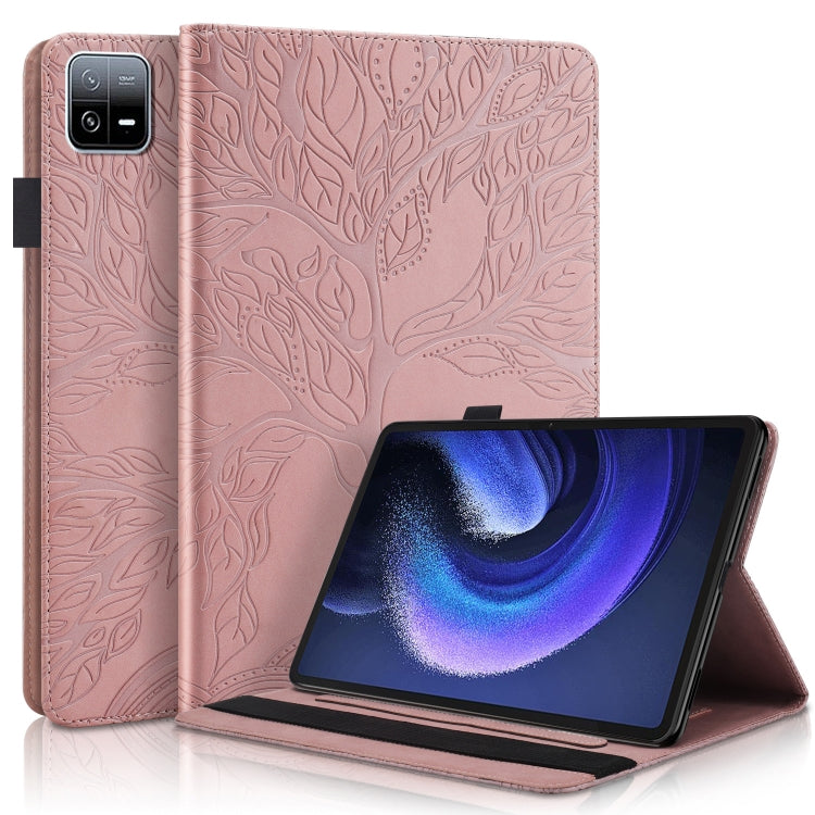 For Xiaomi Pad 6 / Pad 6 Pro Life Tree Series Horizontal Flip Leather Tablet Case(Rose Gold) -  by buy2fix | Online Shopping UK | buy2fix