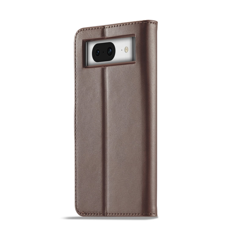 For Google Pixel 8 LC.IMEEKE Calf Texture Horizontal Flip Leather Phone Case(Brown) - Google Cases by LC.IMEEKE | Online Shopping UK | buy2fix