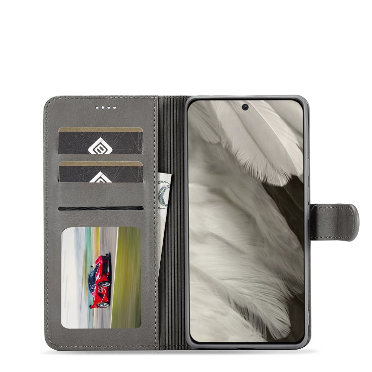 For Google Pixel 8 LC.IMEEKE Calf Texture Horizontal Flip Leather Phone Case(Grey) - Google Cases by LC.IMEEKE | Online Shopping UK | buy2fix