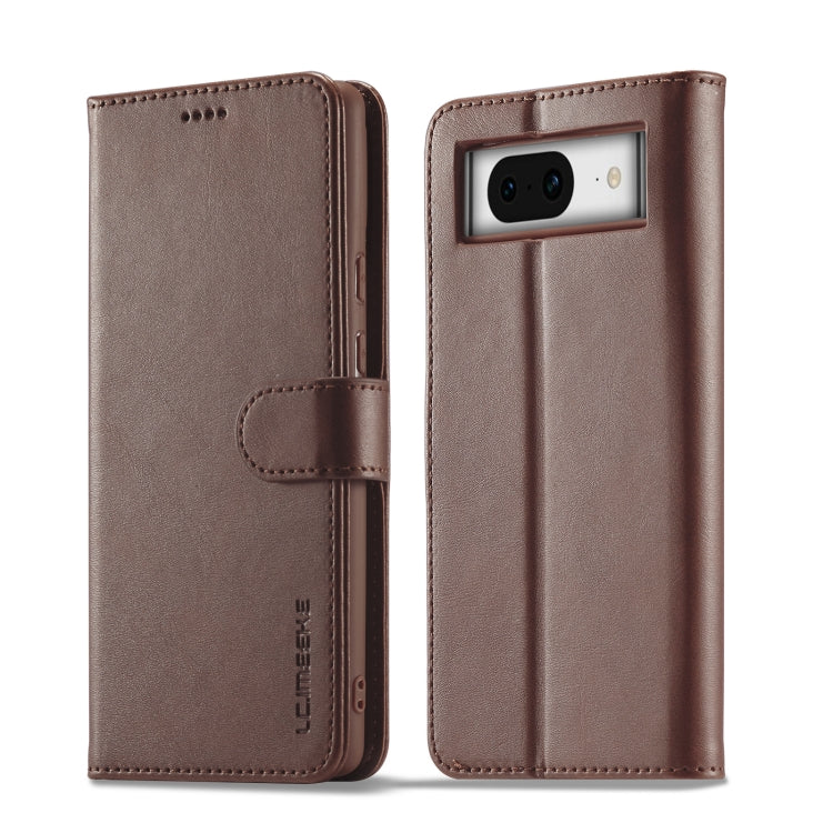 For Google Pixel 7a LC.IMEEKE Calf Texture Horizontal Flip Leather Phone Case(Brown) - Google Cases by LC.IMEEKE | Online Shopping UK | buy2fix