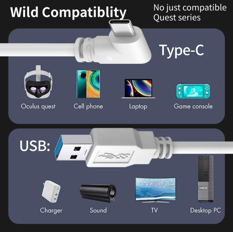 3m USB to USB-C / Type-C Elbow 5Gbps 60W USB3.1 Gen1 Fast Charging Data-sync Cable(White) -  by buy2fix | Online Shopping UK | buy2fix