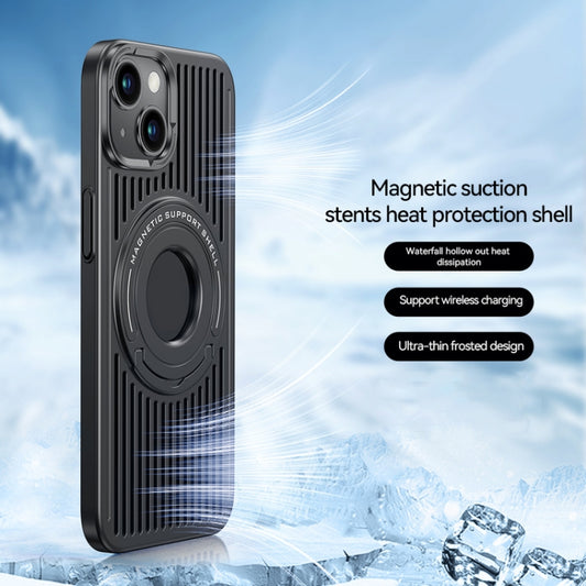 For iPhone 14 Cooling MagSafe Magnetic Ring Holder Phone Case(Black) by buy2fix