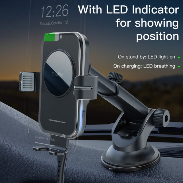 Yesido C118 15W Car Wireless Fast Charger Smart Induction Suction Cup Phone Holder(Black) -  by Yesido | Online Shopping UK | buy2fix