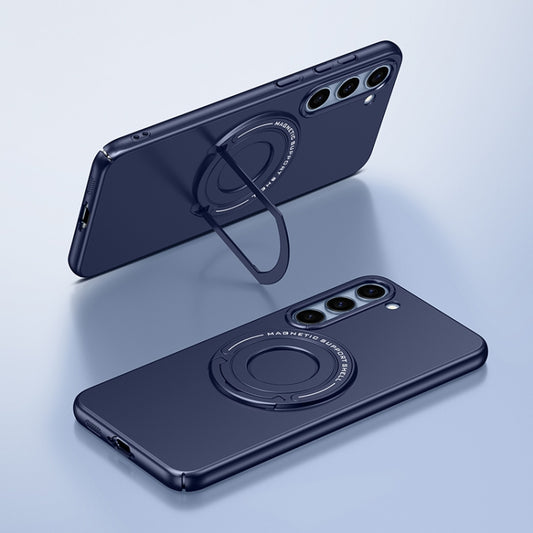 For Samsung Galaxy S23+ 5G Matte Magsafe Magnetic Phone Case with Trolley Holder(Dark Blue) - Galaxy S23+ 5G Cases by buy2fix | Online Shopping UK | buy2fix