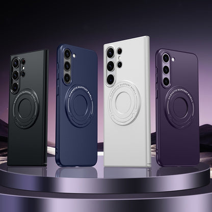 For Samsung Galaxy S23+ 5G Matte Magsafe Magnetic Phone Case with Trolley Holder(Dark Blue) by buy2fix