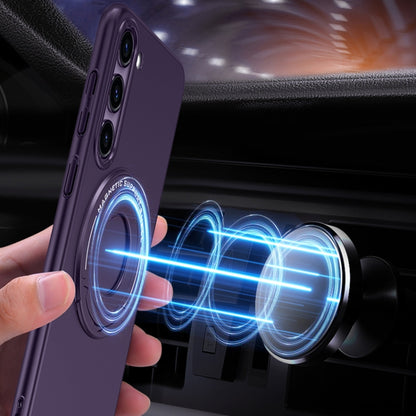 For Samsung Galaxy S23+ 5G Matte Magsafe Magnetic Phone Case with Trolley Holder(Dark Blue) by buy2fix