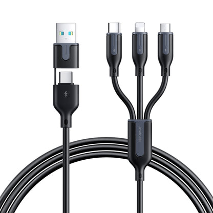 JOYROOM S-2T3018A15 Ice-Crystal Series 1.2m 3.5A USB+Type-C to 8 Pin+Type-C+Micro USB 3 in 2 Fast Charging Cable(Black) - Multifunction Cable by JOYROOM | Online Shopping UK | buy2fix