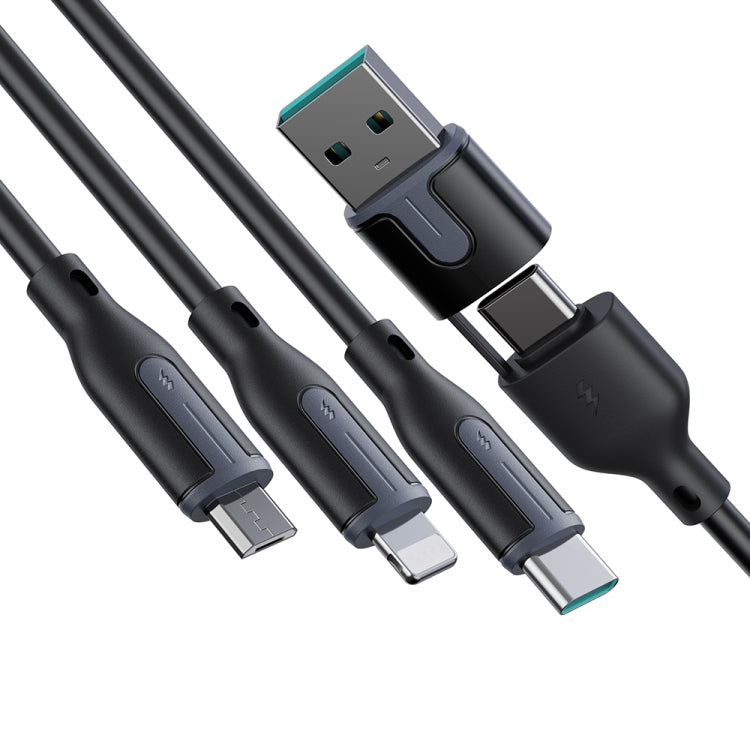 JOYROOM S-2T3018A15 Ice-Crystal Series 1.2m 3.5A USB+Type-C to 8 Pin+Type-C+Micro USB 3 in 2 Fast Charging Cable(Black) - Multifunction Cable by JOYROOM | Online Shopping UK | buy2fix