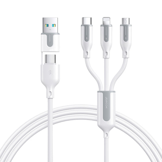 JOYROOM S-2T3018A15 Ice-Crystal Series 1.2m 3.5A USB+Type-C to 8 Pin+Type-C+Micro USB 3 in 2 Fast Charging Cable(White) - Multifunction Cable by JOYROOM | Online Shopping UK | buy2fix