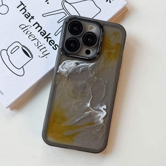 For iPhone 14 Pro Oil Painting Electroplating TPU Phone Case(Grey) by buy2fix