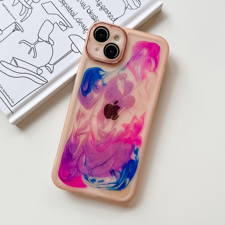 For iPhone 14 Plus Oil Painting Electroplating TPU Phone Case(Pink) - iPhone 14 Plus Cases by buy2fix | Online Shopping UK | buy2fix