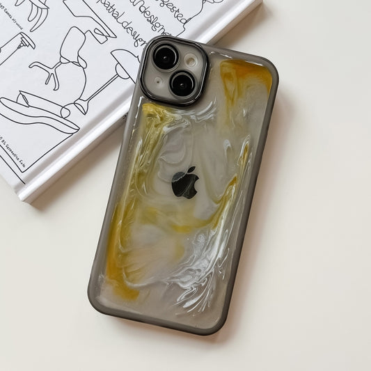 For iPhone 14 Plus Oil Painting Electroplating TPU Phone Case(Grey) by buy2fix