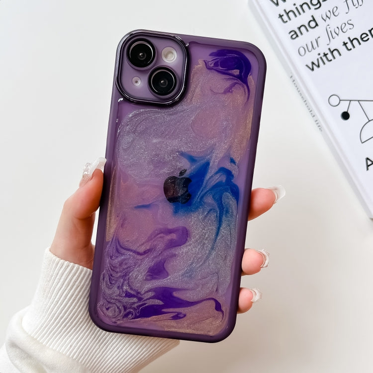 For iPhone 14 Plus Oil Painting Electroplating TPU Phone Case(Purple) - iPhone 14 Plus Cases by buy2fix | Online Shopping UK | buy2fix