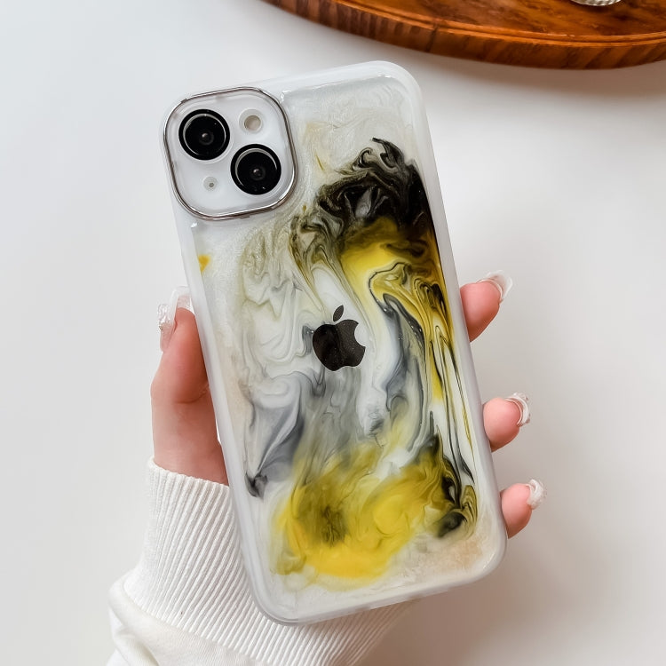 For iPhone 14 Plus Oil Painting Electroplating TPU Phone Case(White) - iPhone 14 Plus Cases by buy2fix | Online Shopping UK | buy2fix