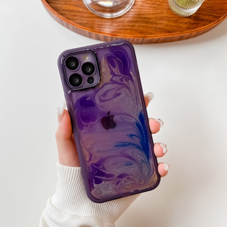 For iPhone 12 Pro Oil Painting Electroplating TPU Phone Case(Purple) - iPhone 12 / 12 Pro Cases by buy2fix | Online Shopping UK | buy2fix