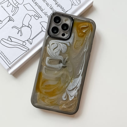 For iPhone 12 Pro Max Oil Painting Electroplating TPU Phone Case(Grey) by buy2fix