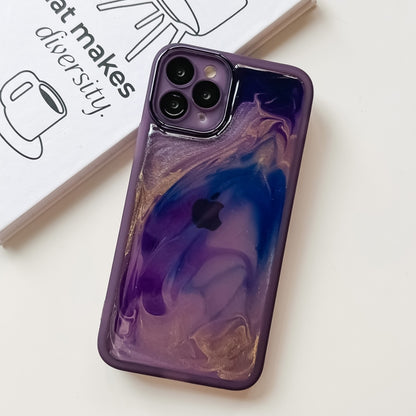 For iPhone 11 Pro Oil Painting Electroplating TPU Phone Case(Purple) - iPhone 11 Pro Cases by buy2fix | Online Shopping UK | buy2fix