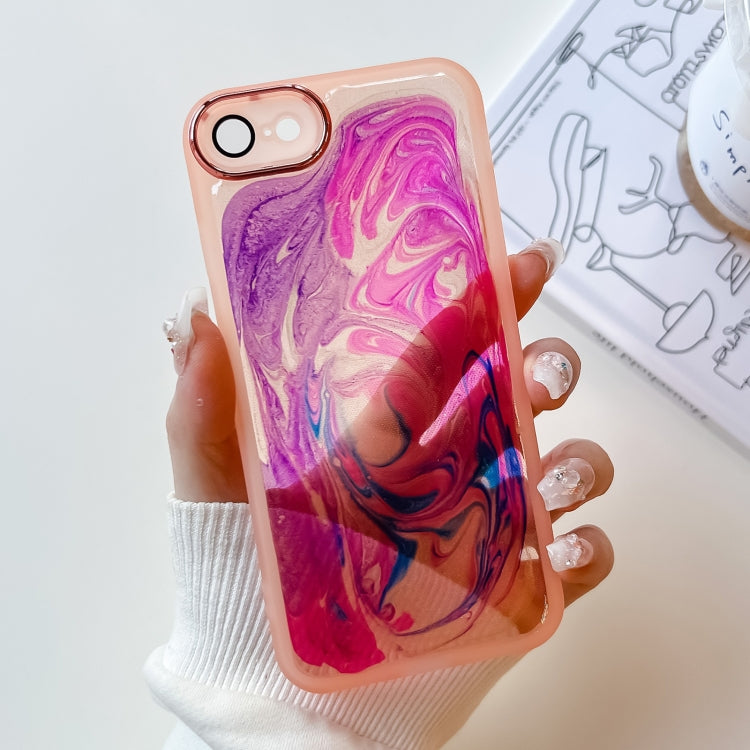 For iPhone SE 2022/2020 / 8 / 7 Oil Painting Electroplating TPU Phone Case(Pink) by buy2fix