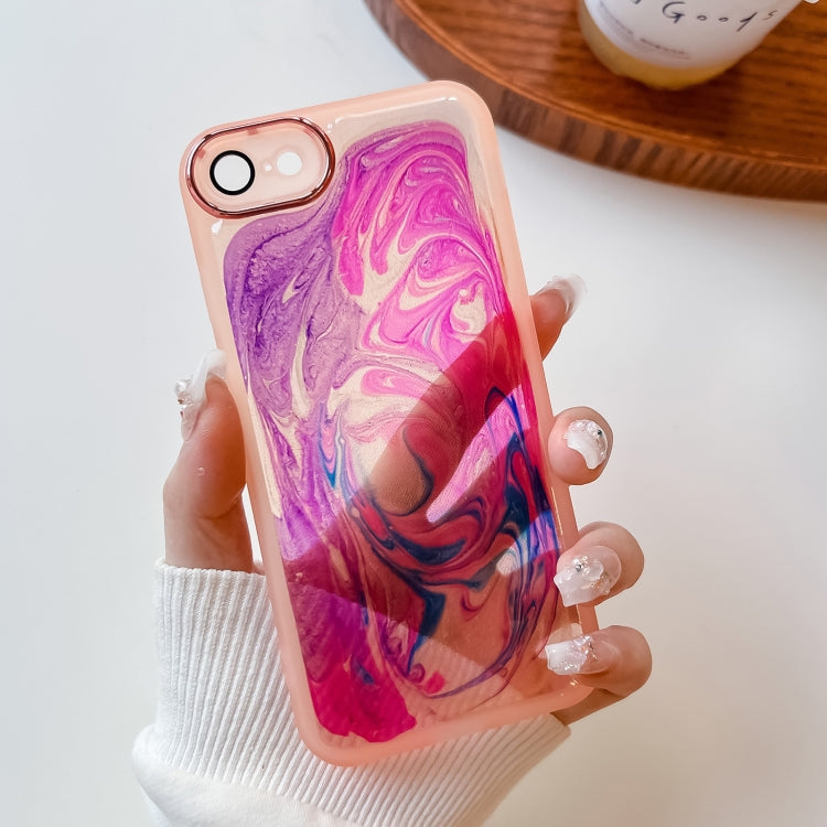 For iPhone SE 2022/2020 / 8 / 7 Oil Painting Electroplating TPU Phone Case(Pink) by buy2fix
