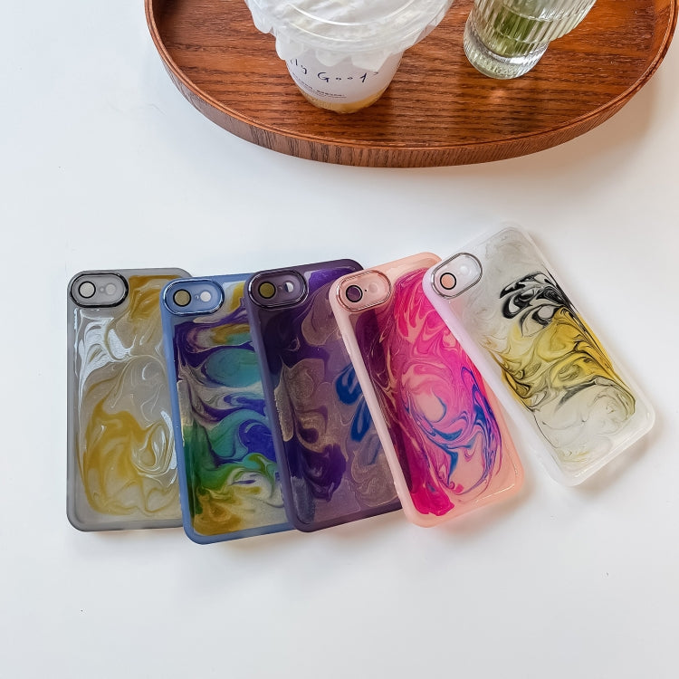 For iPhone SE 2022/2020 / 8 / 7 Oil Painting Electroplating TPU Phone Case(Pink) by buy2fix