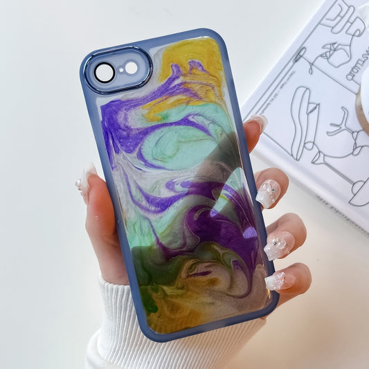 For iPhone SE 2022/2020 / 8 / 7 Oil Painting Electroplating TPU Phone Case(Blue) - iPhone SE 2022 / 2020 / 8 / 7 Cases by buy2fix | Online Shopping UK | buy2fix