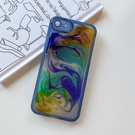 For iPhone SE 2022/2020 / 8 / 7 Oil Painting Electroplating TPU Phone Case(Blue) by buy2fix