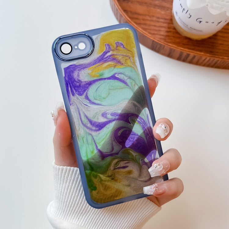 For iPhone SE 2022/2020 / 8 / 7 Oil Painting Electroplating TPU Phone Case(Blue) - iPhone SE 2022 / 2020 / 8 / 7 Cases by buy2fix | Online Shopping UK | buy2fix