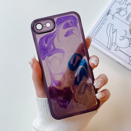 For iPhone SE 2022/2020 / 8 / 7 Oil Painting Electroplating TPU Phone Case(Purple) - iPhone SE 2022 / 2020 / 8 / 7 Cases by buy2fix | Online Shopping UK | buy2fix