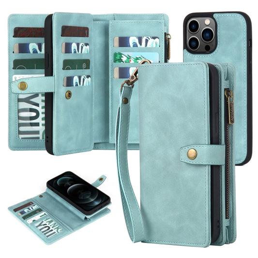 For iPhone 11 Pro Zipper Wallet Magnetic Detachable Leather Phone Case(Blue) by buy2fix