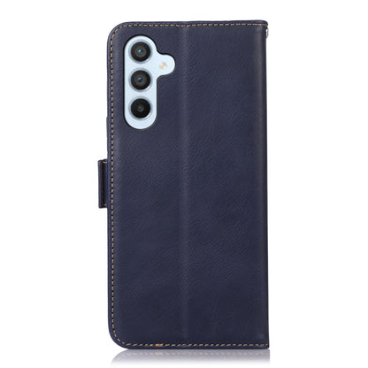 For Samsung Galaxy M54 5G Crazy Horse Top Layer Cowhide Leather Phone Case(Blue) - Galaxy Phone Cases by buy2fix | Online Shopping UK | buy2fix