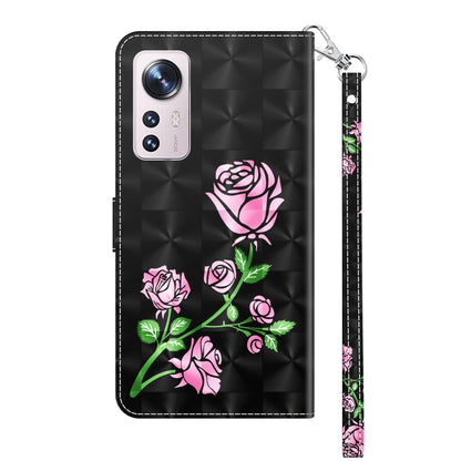 For Xiaomi 12 3D Painted Pattern Leather Phone Case(Rose) - 12 Cases by buy2fix | Online Shopping UK | buy2fix