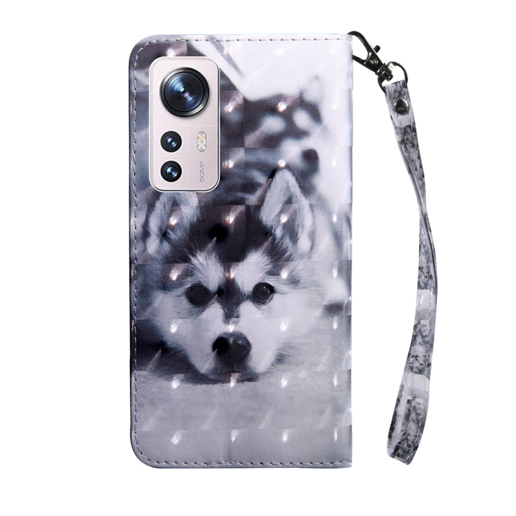 For Xiaomi 12 Pro 3D Painted Pattern Leather Phone Case(Husky) by buy2fix