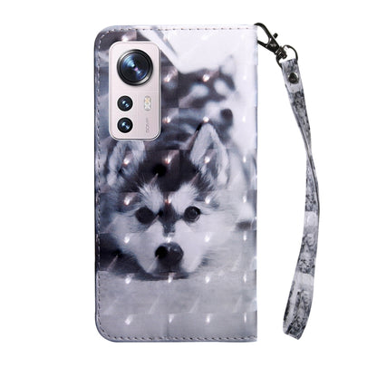 For Xiaomi 12 Pro 3D Painted Pattern Leather Phone Case(Husky) by buy2fix