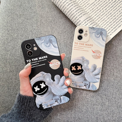 For iPhone XR Martian Astronaut Pattern Shockproof Phone Case(Black) - More iPhone Cases by buy2fix | Online Shopping UK | buy2fix