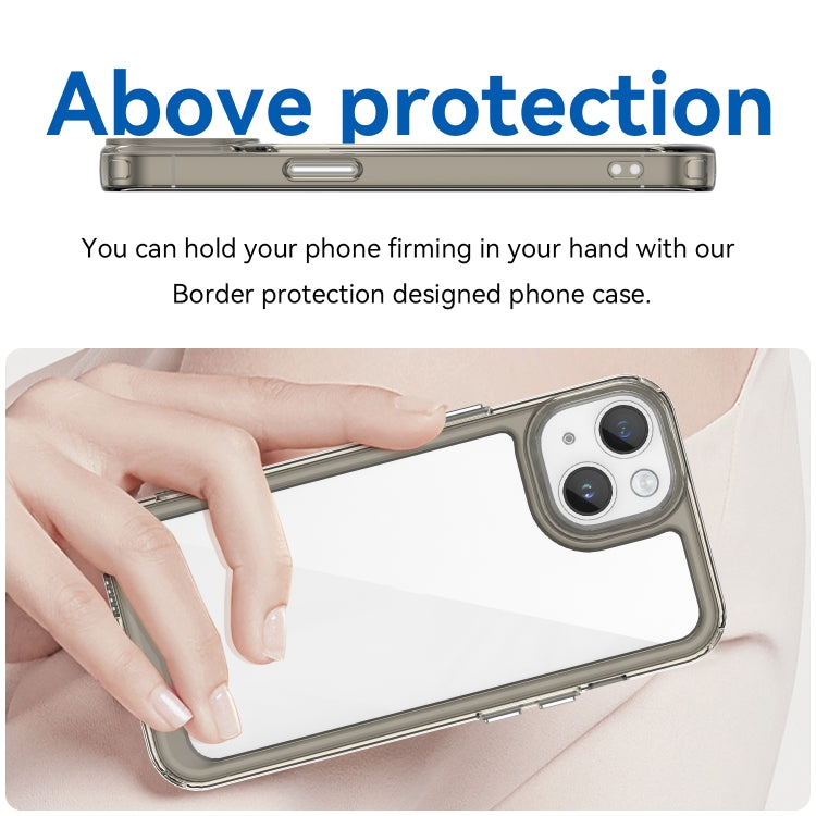 For iPhone 15 Colorful Series Acrylic + TPU Phone Case(Transparent Grey) by buy2fix