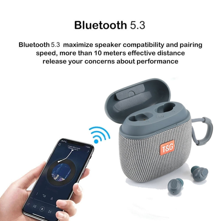 T&G TG809 2 in 1 Portable Outdoor Wireless Speaker & Mini TWS Bluetooth Earbuds(Gery) - Mini Speaker by T&G | Online Shopping UK | buy2fix