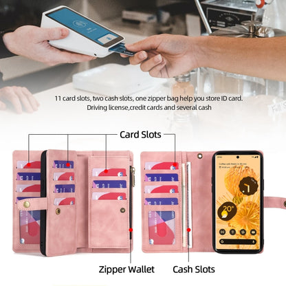 For Google Pixel 7 Zipper Wallet Detachable Magnetic Leather Phone Case(Pink) by buy2fix