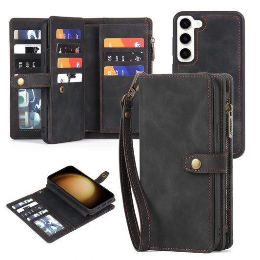 For Samsung Galaxy S23+ 5G Zipper Wallet Detachable MagSafe Leather Phone Case(Black) - Galaxy S23+ 5G Cases by buy2fix | Online Shopping UK | buy2fix