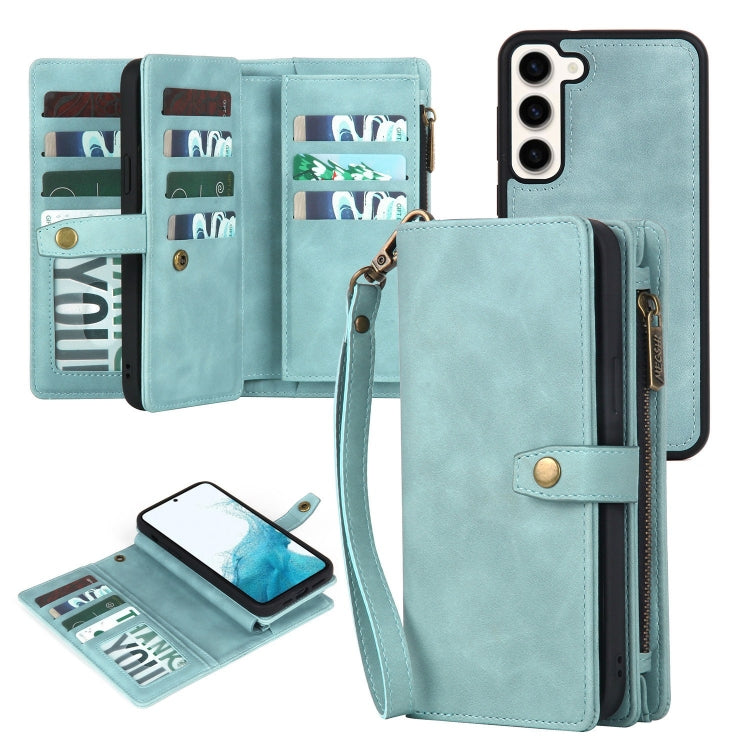 For Samsung Galaxy S20+ Zipper Wallet Detachable MagSafe Leather Phone Case(Blue) - Galaxy Phone Cases by buy2fix | Online Shopping UK | buy2fix